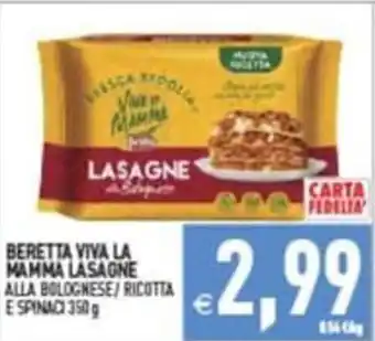 Supermercati Agorà Beretta Viva la Mamma Lasagne offerta