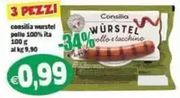 Il Castoro Supermercati Consilia WÜRSTEL pollo e tacchino offerta