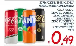 Zona Coca-Cola/Zero Zuccheri/Zero Caffeina Linea Fanta/Zero Zuccheri/Sprite/Zero Zuccheri offerta