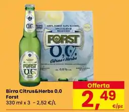 Eurospar Birra Citrus&Herbs 0.0 offerta