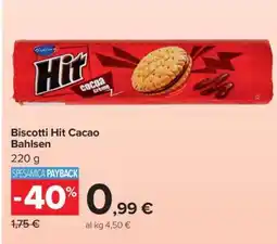 Carrefour Biscotti Hit Cacao Bahlsen offerta