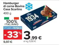 Carrefour Hamburger di carne Bovina Casa Scarlino offerta