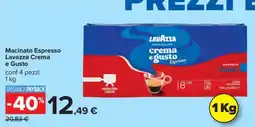 Carrefour Macinato Espresso Lavazza Crema e Gusto offerta