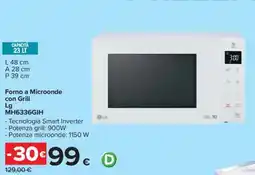 Carrefour Forno a Microonde con Grill Lg MH6336GIH offerta