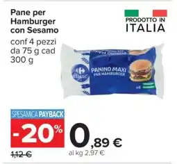 Carrefour Pane per Hamburger con Sesamo offerta