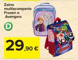 Carrefour Zaino multicomparto Frozen o Avengers offerta