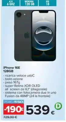Carrefour iPhone 16E 128GB offerta