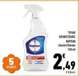 Conad SPRAY DISINFETTANTE NAPISAN classico/limone 740 ml offerta