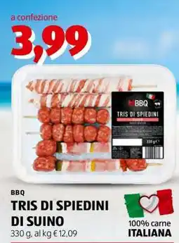 ALDI BBQ TRIS DI SPIEDINI DI SUINO offerta