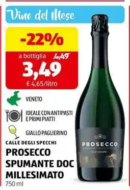 ALDI CALLE DEGLI SPECCHI PROSECCO SPUMANTE DOC MILLESIMATO offerta