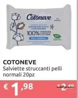 PiùMe COTONEVE Salviette struccanti pelli normali offerta