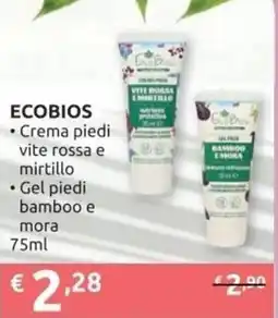 PiùMe ECOBIOS Crema piedi vite rossa e mirtillo Gel piedi bamboo e mora offerta