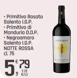 Supermercati Dok NOTTE ROSSA Primitivo Rosato Salento I.G.P. Primitivo di Manduria D.O.P. offerta