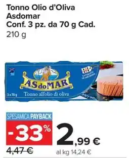 Carrefour Express Tonno Olio d'Oliva Asdomar offerta