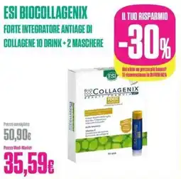 Medi-Market Esi biocollagenix forte integratore antiage di collagene 10 drink+2 maschere offerta