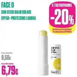 Medi-Market Face d sun stick balm solare spf50+ protezione labbra offerta