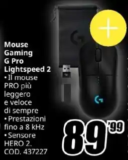 MediaWorld Logitech Mouse Gaming G Pro Lightspeed 2 offerta