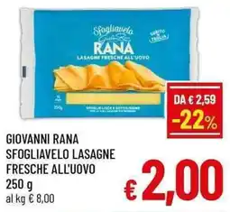A&O Giovanni Rana Sfogliavelo Lasagne Fresche All'uovo offerta