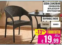Satur SEDIA ZANZIBAR CON BRACCIOLI IN PLASTICA PP - EFFETTO RATTAN offerta