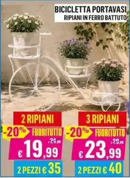 Satur BICICLETTA PORTAVASI RIPIANI IN FERRO BATTUTO offerta