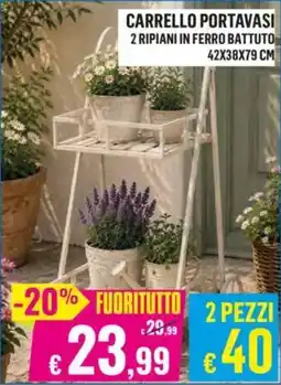 Satur CARRELLO PORTAVASI 2 RPIANI IN FERRO BATTUTO offerta