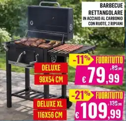 Satur BARBECUE RETTANGOLARE IN ACCIAIO AL CARBONIO CON RUOTE, 2 RIPIANI offerta