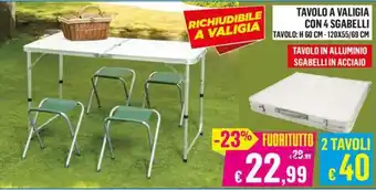 TAVOLO A VALIGIA CON 4 SGABELLI