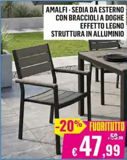 Satur AMALFI - SEDIA DA ESTERNO CON BRACCIOLI A DOGHE EFFETTO LEGNO STRUTTURA IN ALLUMINIO offerta