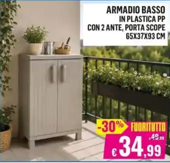 ARMADIO BASSO IN PLASTICA PP CON 2 ANTE, PORTA SCOPE