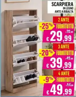 Satur SCARPIERA IN LEGNO ANTE A RIBALTA offerta