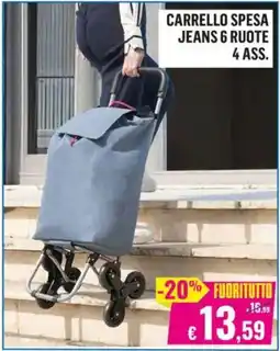 Satur CARRELLO SPESA JEANS 6 RUOTE offerta