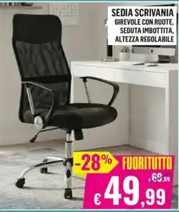 Satur Sedia scrivania girevole con ruote, seduta imbottita, altezza regolabile offerta