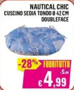 Satur NAUTICAL CHIC CUSCINO SEDIA TONDO Ø 42 CM DOUBLEFACE offerta