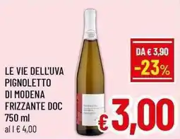 A&O LE VIE DELL'UVA PIGNOLETTO DI MODENA FRIZZANTE DOC offerta