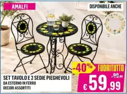 Satur AMALFI SET TAVOLO E 2 SEDIE PIEGHEVOLI offerta
