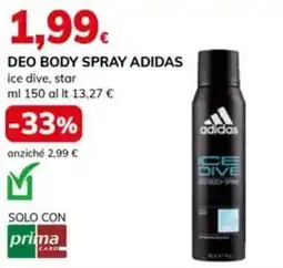 Basko DEO BODY SPRAY ADIDAS ice dive, star offerta