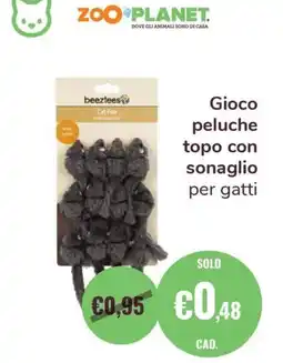 ZooPlanet beeztees Gioco peluche topo con sonaglio per gatti offerta