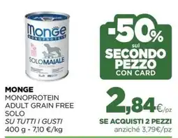 L´Isola dei Tesori Monge Monoprotein Adult Grain Free Solo offerta
