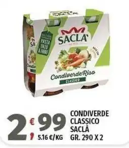Vivo Supermercati CondiverdeRiso CLASSICO SACLA offerta