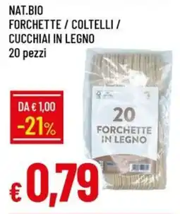 IperFamila NAT.BIO FORCHETTE / COLTELLI / CUCCHIAI IN LEGNO offerta