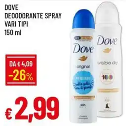 IperFamila Dove deodorante spray offerta