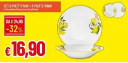 IperFamila Piatti Piani + Piatti Fondi in Porcellana Decor Luce Amalfitana offerta