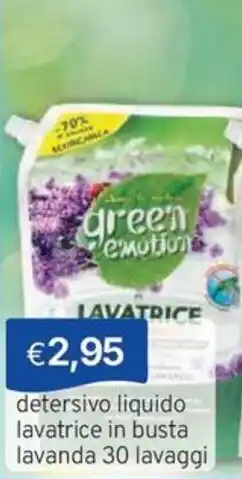 Sirene Blu green emotion detersivo liquido lavatrice in busta lavanda offerta