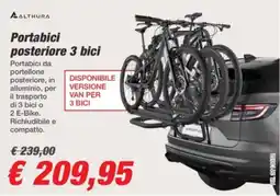 Bep's Portabici posteriore 3 biciclette ALTHURA offerta