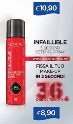 Sirene Blu L'ORÉAL INFAILLIBLE 3-SECOND SETTING SPRAY offerta