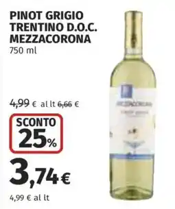 Ipercoop PINOT GRIGIO TRENTINO D.O.C. MEZZACORONA offerta