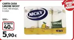 Ipercoop CARTA CASA LIMONE NICKY offerta
