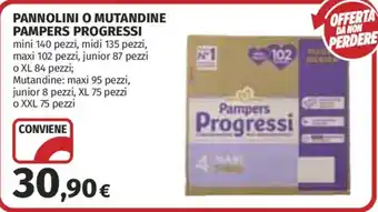 Ipercoop Pannolini o mutandine Pampers Progressi offerta