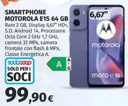 Ipercoop SMARTPHONE MOTOROLA E15 64 GB offerta
