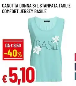 Famila Superstore Canotta donna s/l stampata taglie comfort jersey basile offerta